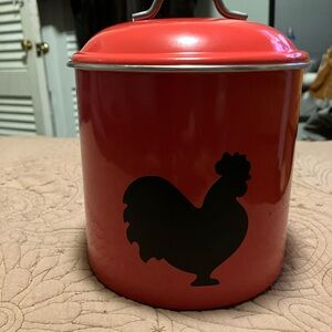 NWT Food Network Red Canister with Black Rooster Design
